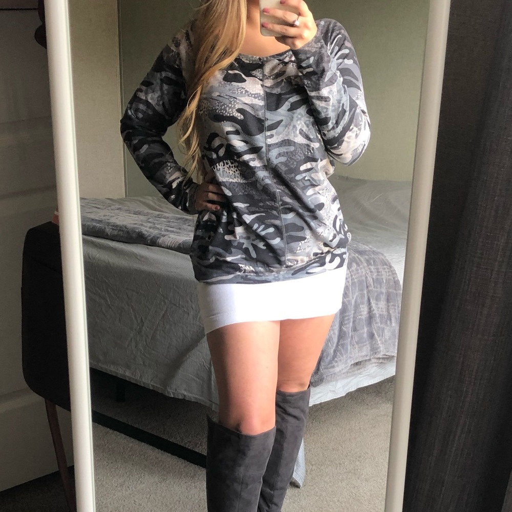 Grey Camo Light Weight Long Sleeve Top